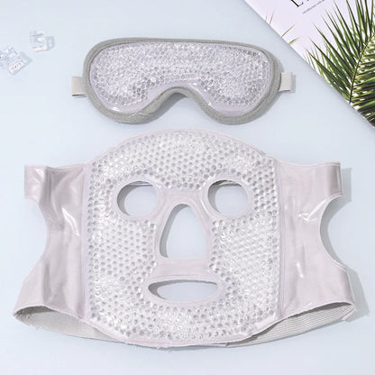New SPA Ice Cold and Hot Heat Full Face Eye Mask Sleeping Ice Pack Reduce Face Puff Dark Circles Gel Beads Compress for Woman