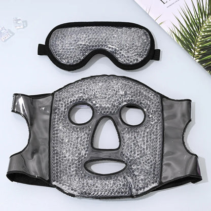 New SPA Ice Cold and Hot Heat Full Face Eye Mask Sleeping Ice Pack Reduce Face Puff Dark Circles Gel Beads Compress for Woman