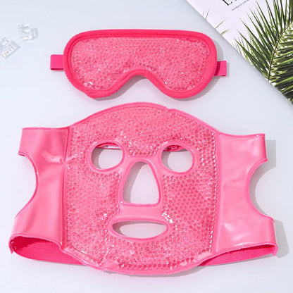 New SPA Ice Cold and Hot Heat Full Face Eye Mask Sleeping Ice Pack Reduce Face Puff Dark Circles Gel Beads Compress for Woman