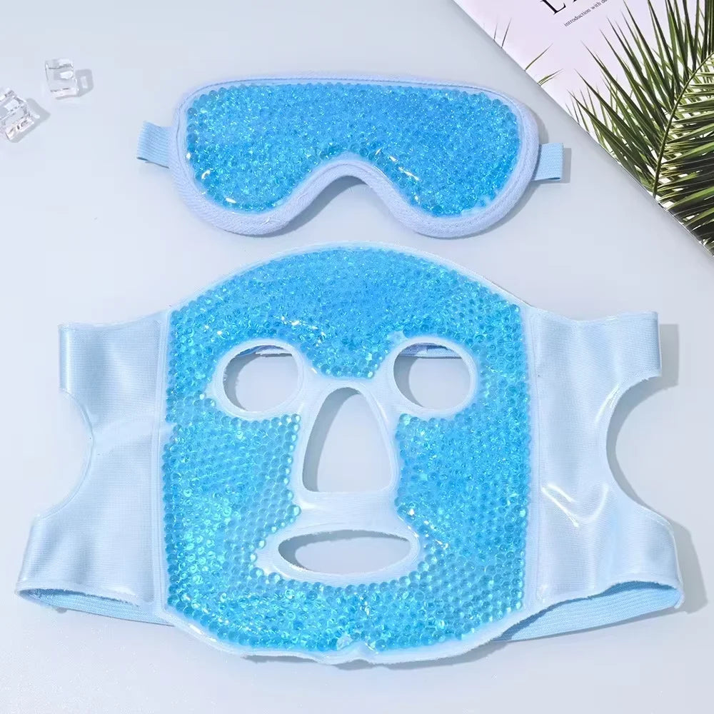 New SPA Ice Cold and Hot Heat Full Face Eye Mask Sleeping Ice Pack Reduce Face Puff Dark Circles Gel Beads Compress for Woman