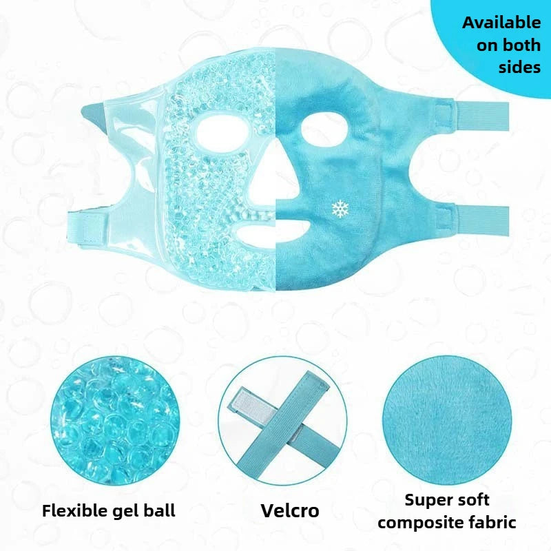 New SPA Ice Cold and Hot Heat Full Face Eye Mask Sleeping Ice Pack Reduce Face Puff Dark Circles Gel Beads Compress for Woman