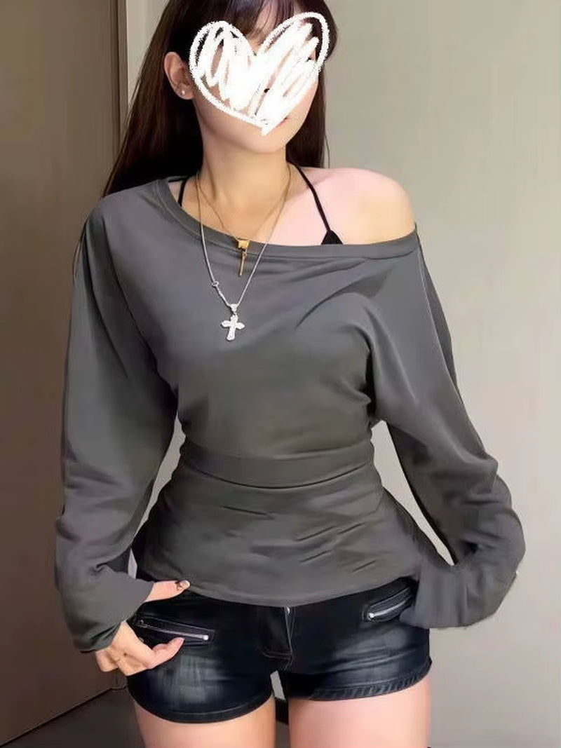 Slim Fit Long Sve T-Irt Summer Lightweight See Tough Belted Loose Design Moisture Ng Color Commute Sle