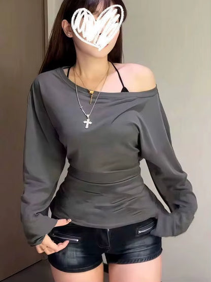 Slim Fit Long Sve T-Irt Summer Lightweight See Tough Belted Loose Design Moisture Ng Color Commute Sle