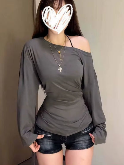 Slim Fit Long Sve T-Irt Summer Lightweight See Tough Belted Loose Design Moisture Ng Color Commute Sle